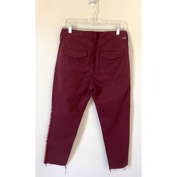 Mother High Rise Fray Raw Hem Shaker Prep Chino Pants Maroon Size 27 - Picture 4 of 11